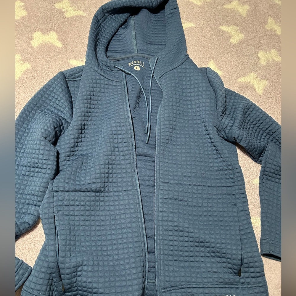 NOBULL blue waffles jacket, size L, EUC